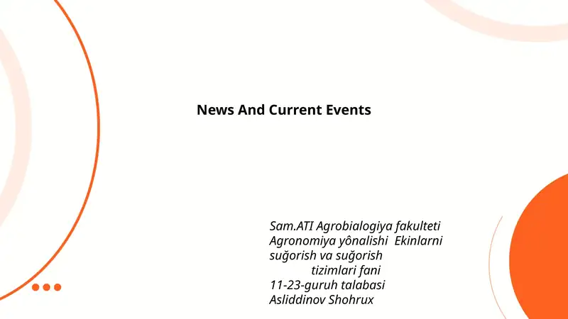 Agrobialogiya fakulteti Agronomiya yônalishi Ekinlarni suğorish va suğorish tizimlari fani 1