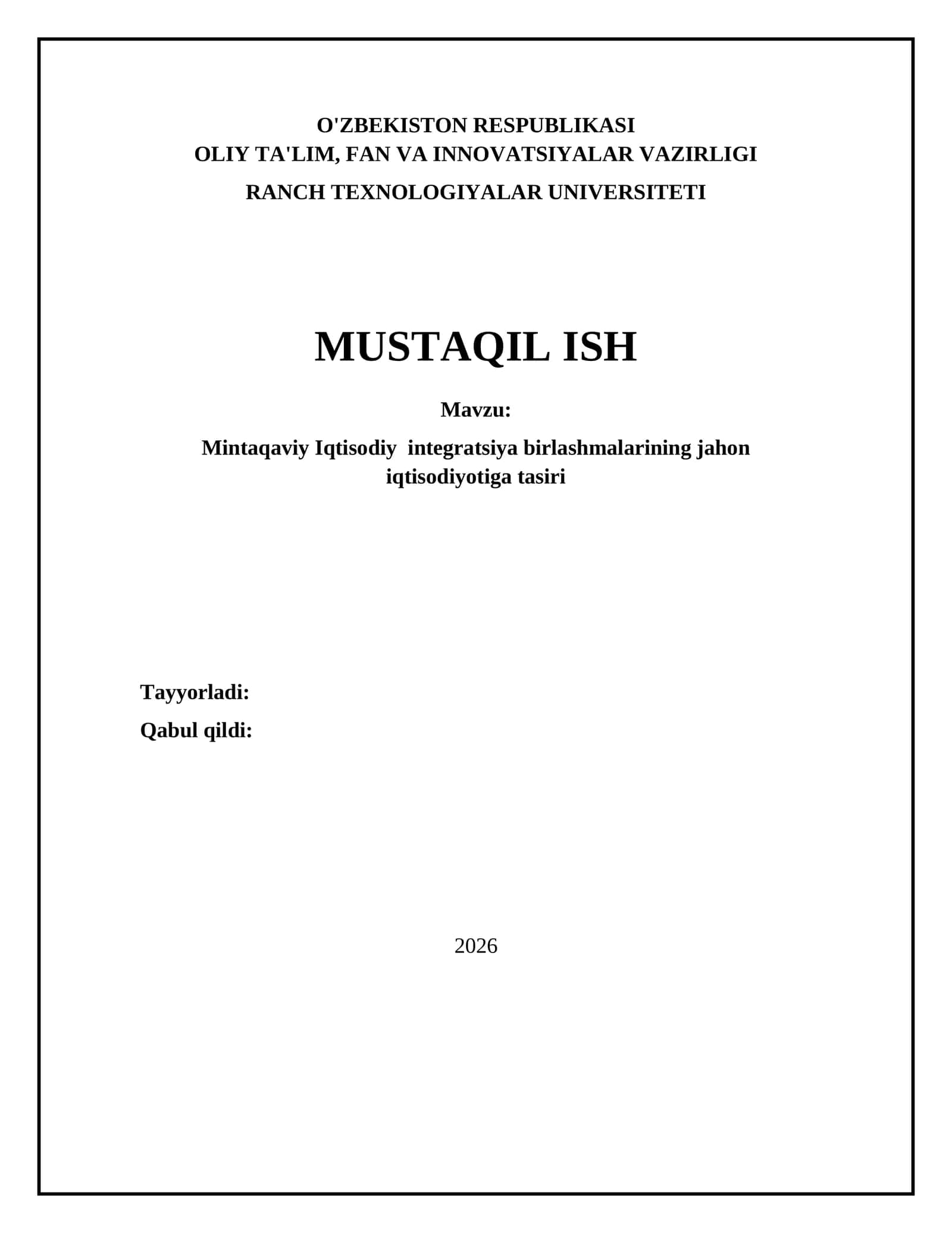 Mintaqaviy Iqtisodiy integratsiya birlashmalari 1