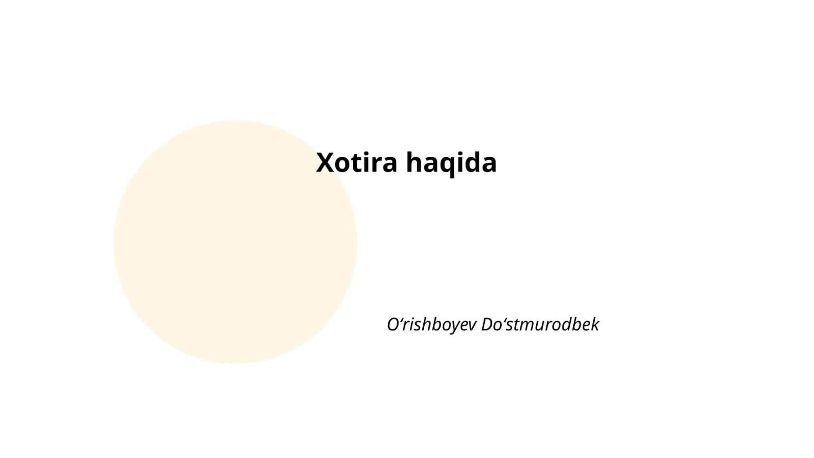 Xotira haqida 1