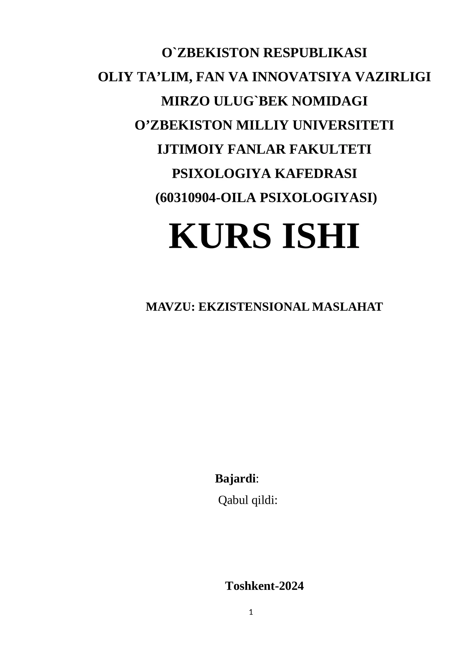 EKZISTENSIONAL MASLAHAT 1