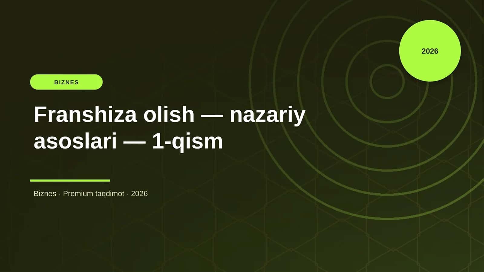 Franshiza olish — nazariy asoslari — 1-qism 1