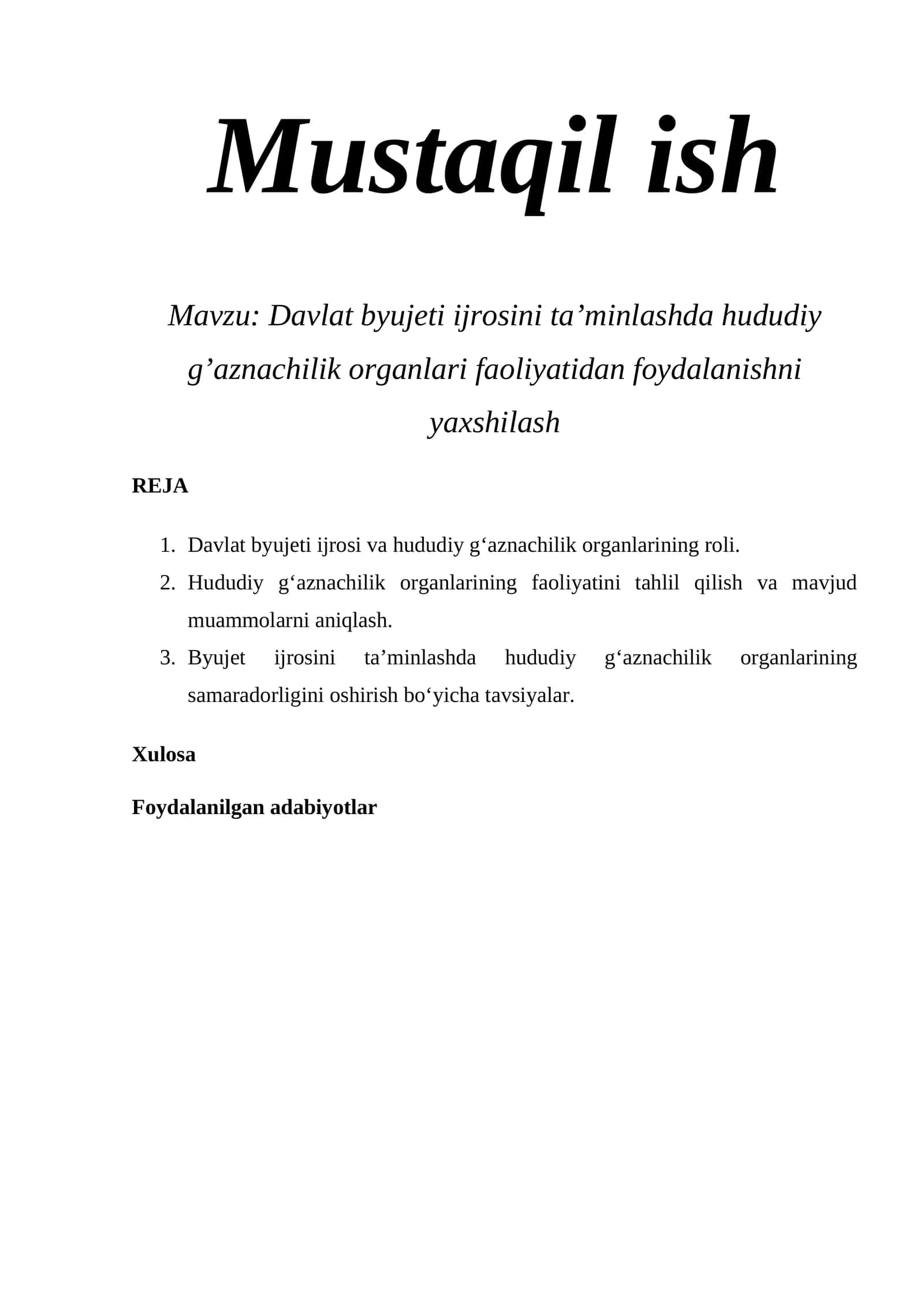 Davlat byujeti ijrosini ta’minlash 1