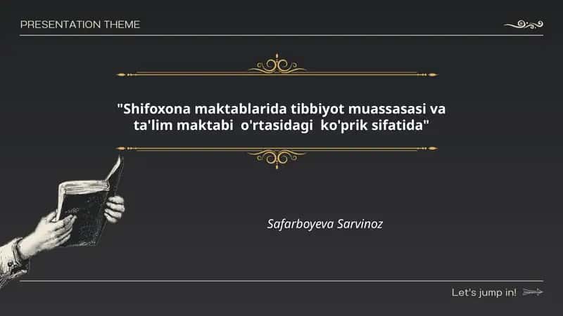 Shifoxona Maktablari va Tibbiyot Muassasalari 1