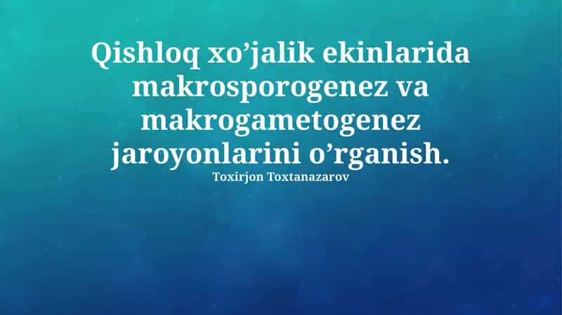 Qishloq xo'jaligi ekinlarida megagametogenez 1
