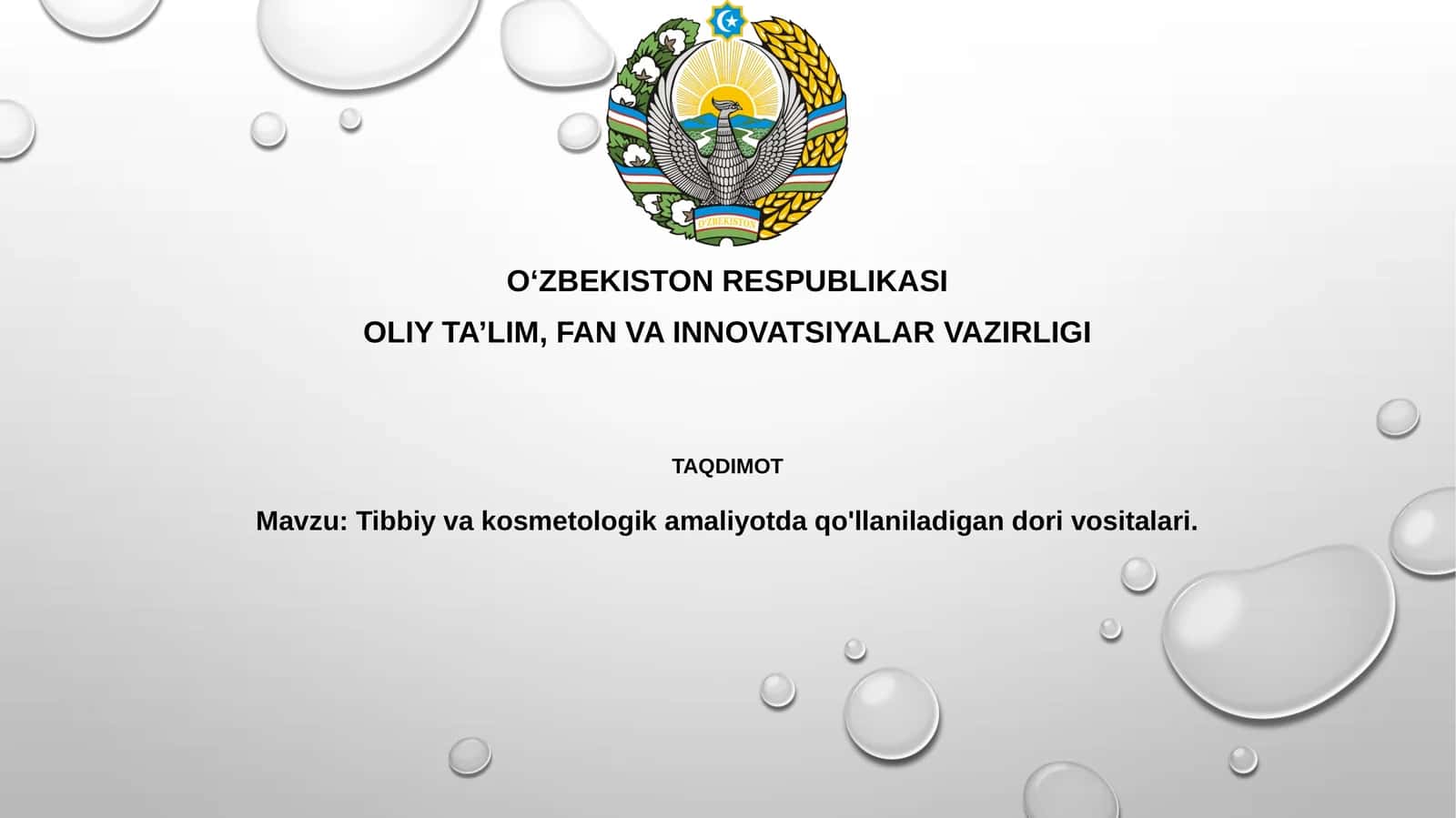 Tibbiy va kosmetologik amaliyotda qo'llaniladigan dorivositalari 1