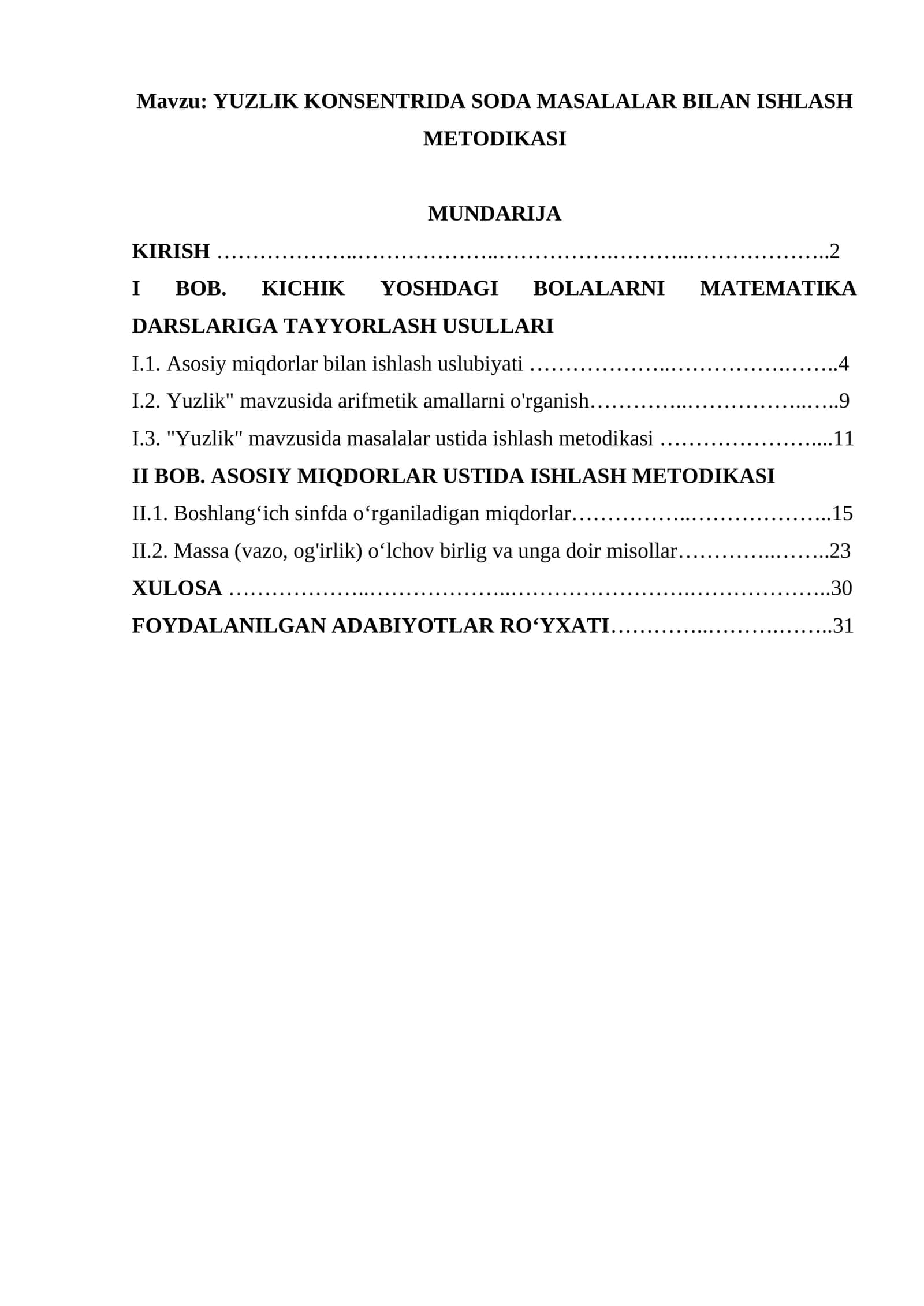YUZLIK KONSENTRIDA SODA MASALALAR BILAN ISHLASH METODIKASI 1