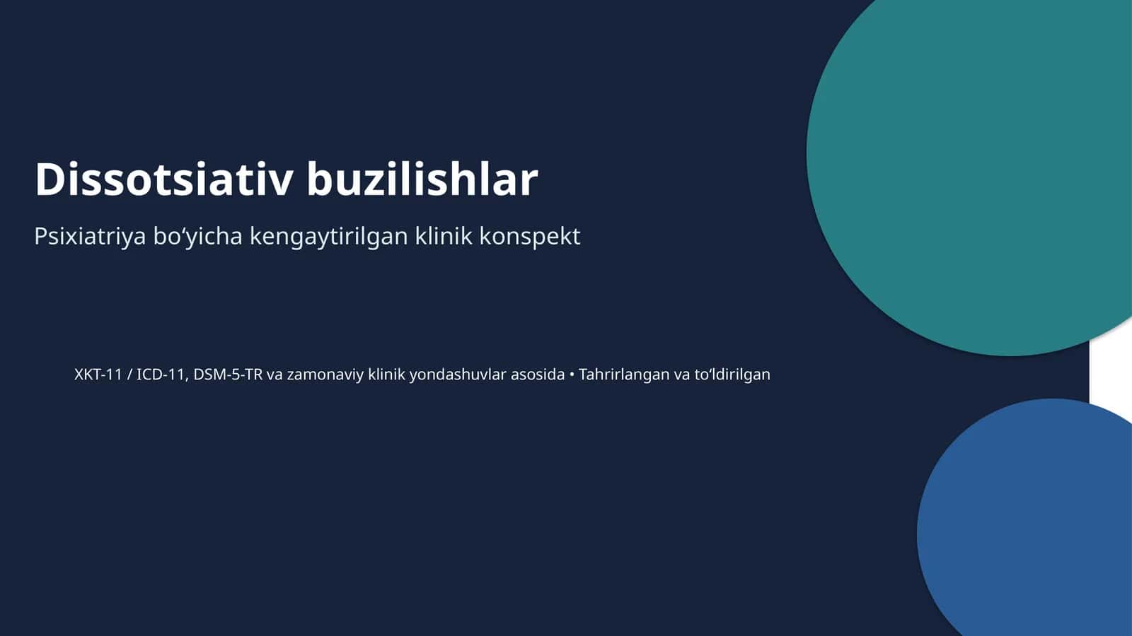 Dissotsiativ buzilishlar Psixiatriya konspekti 1