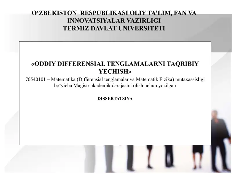 ODDIY DIFFERENSIAL TENGLAMALARNI TAQRIBIY YECHISH 1