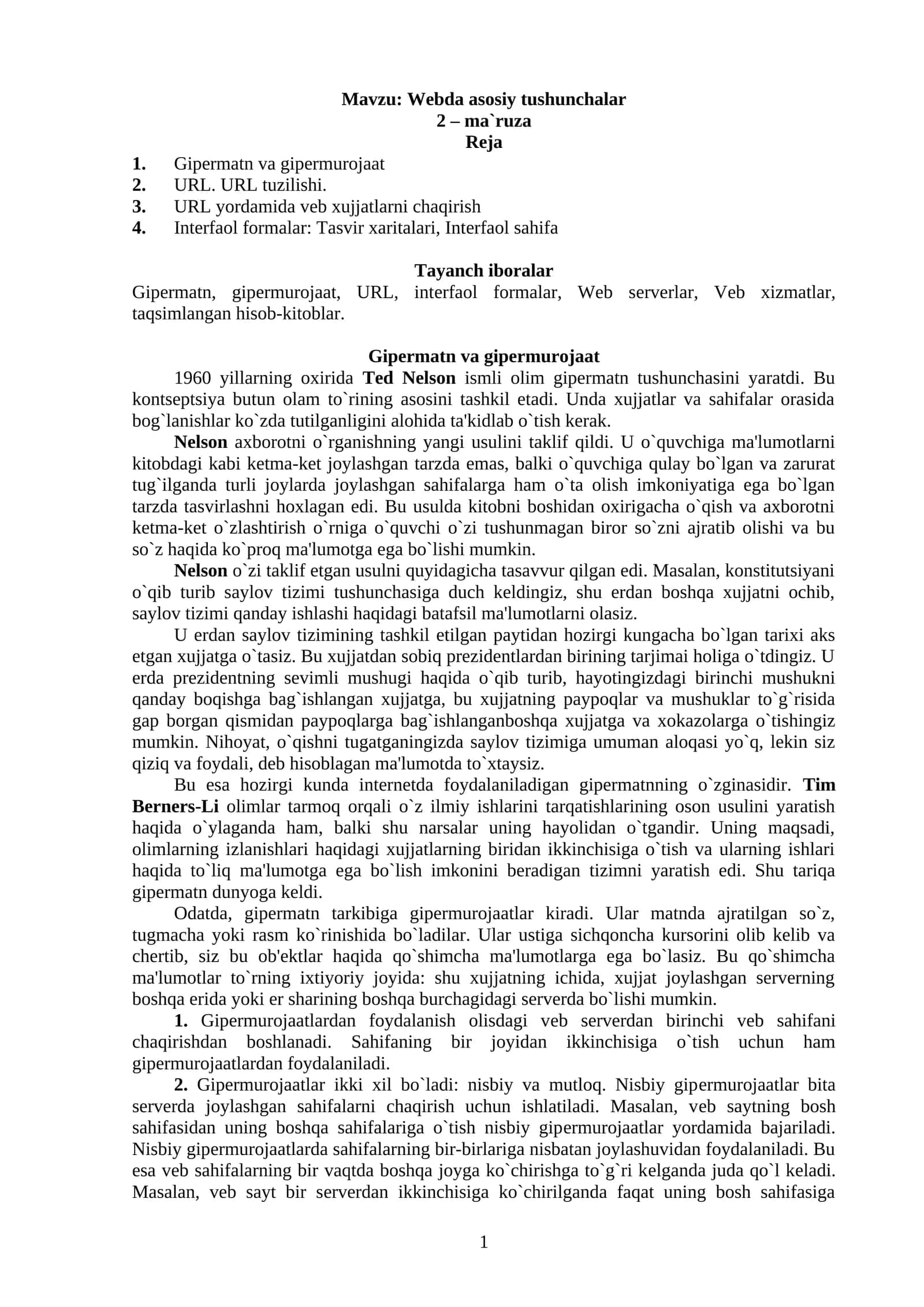 Webda asosiy tushunchalar 1