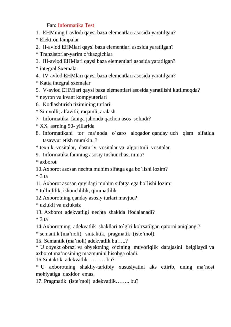 Fan: Informatika Test 1