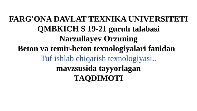 Gʻisht ishlab chiqarish texnologiyalari 1