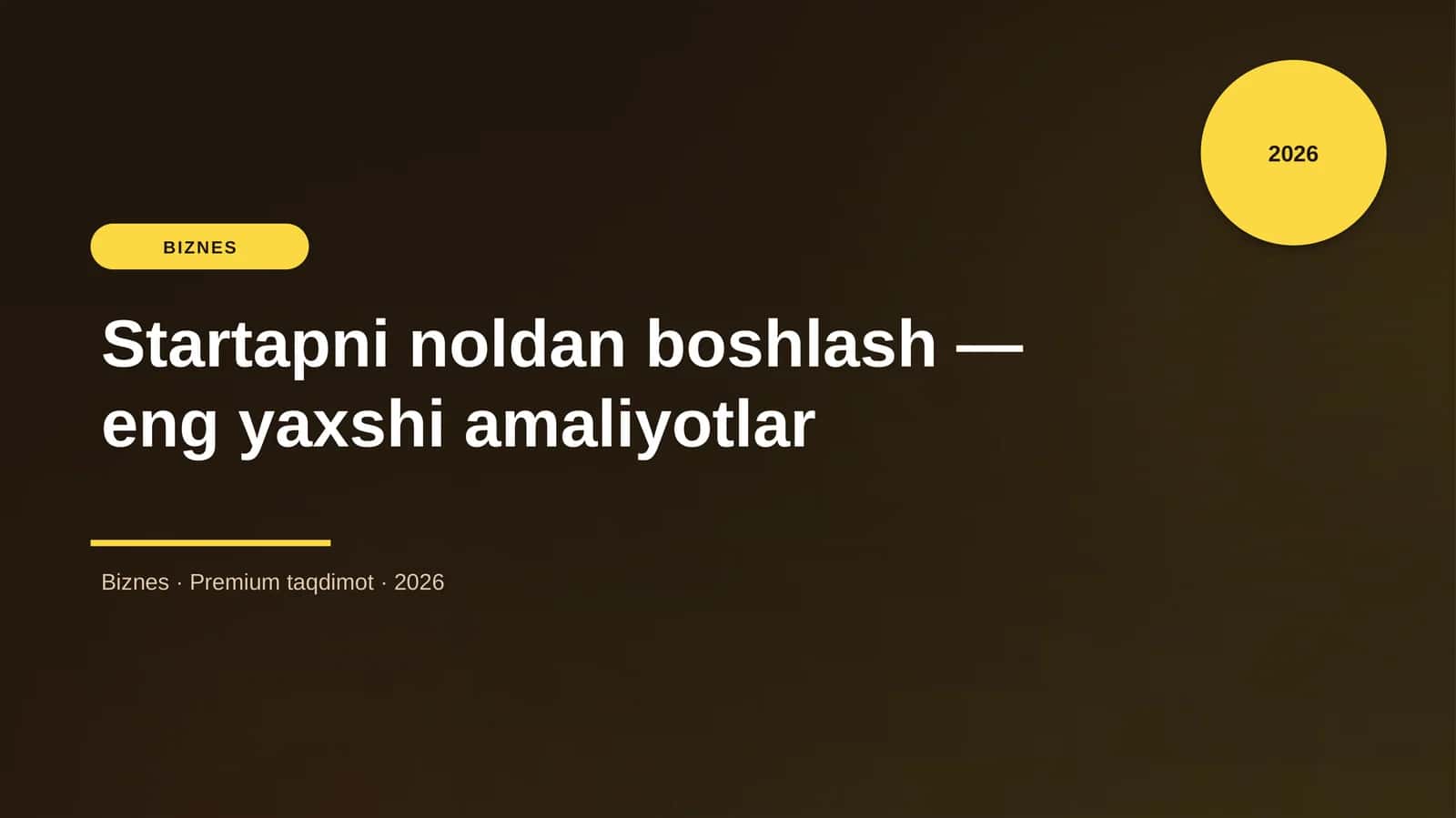 Startapni noldan boshlash 1
