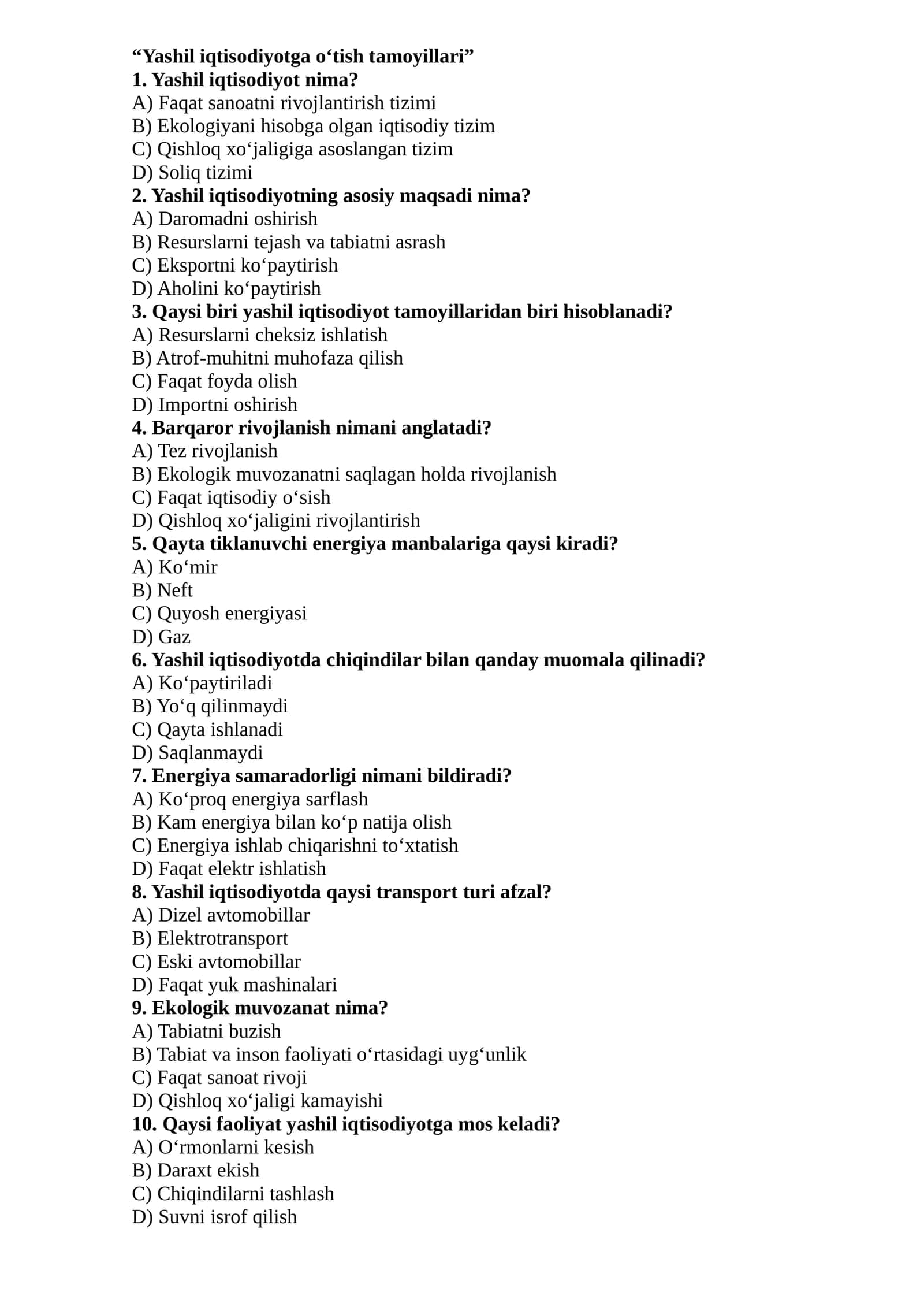Yashil iqtisodiyotga o‘tish tamoyillari 1