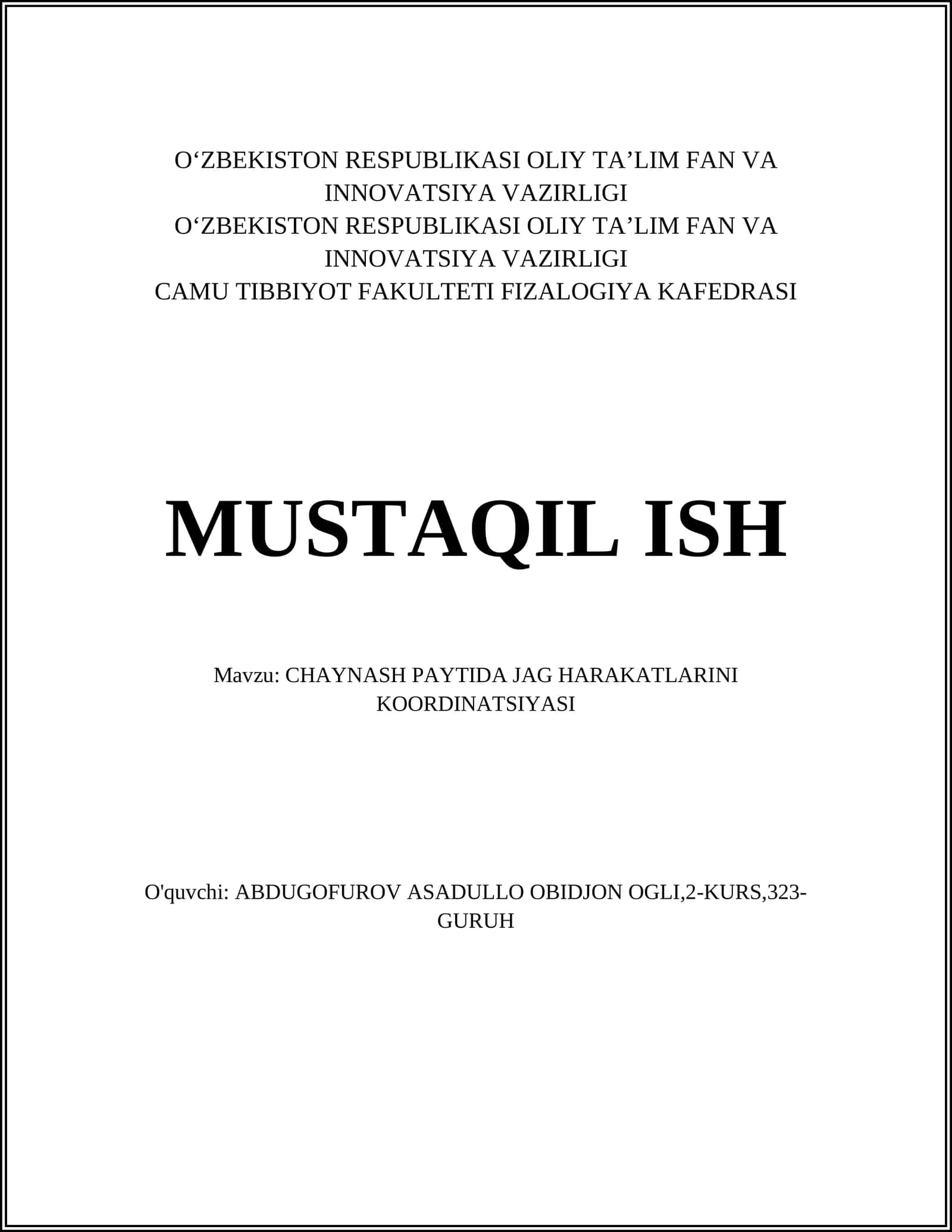 CHAYNASH PAYTIDA JAG HARAKATLARINI KOORDINATSIYASI 1