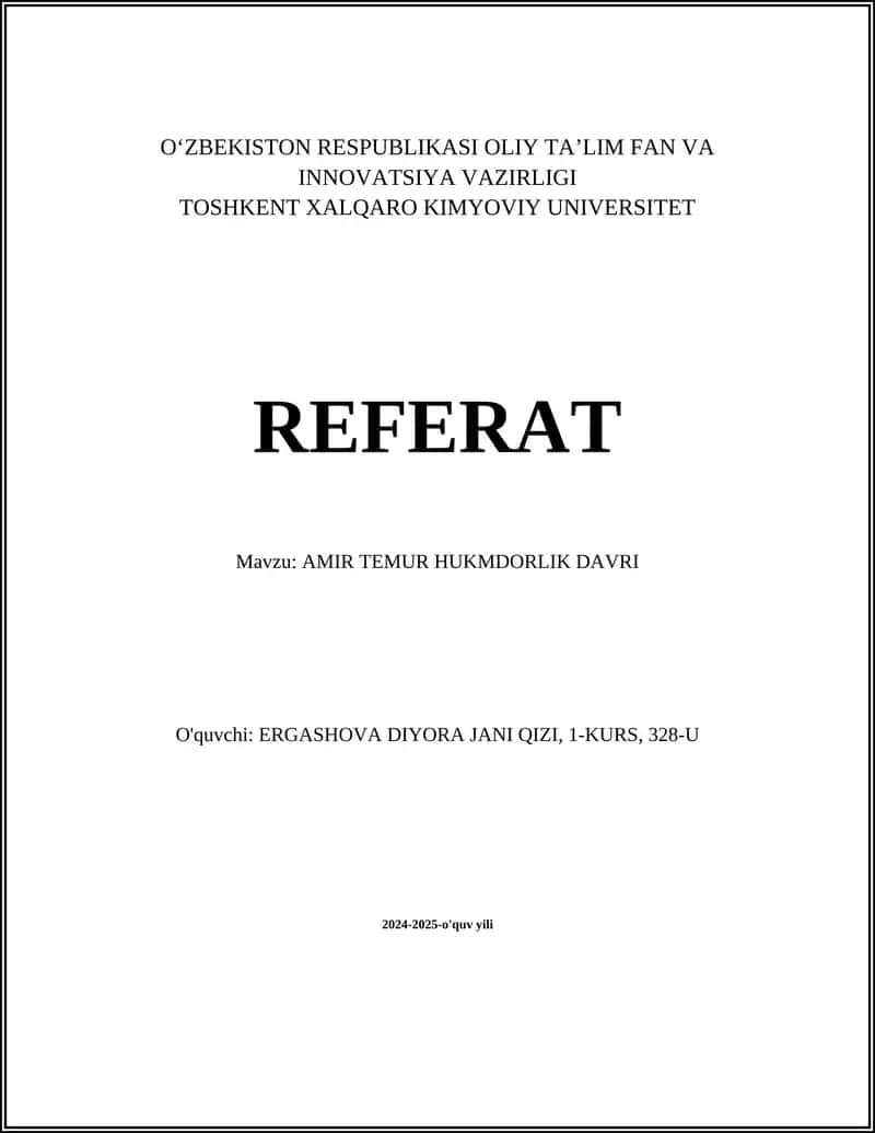 AMIR TEMUR HUKMDORLIK DAVRI 1