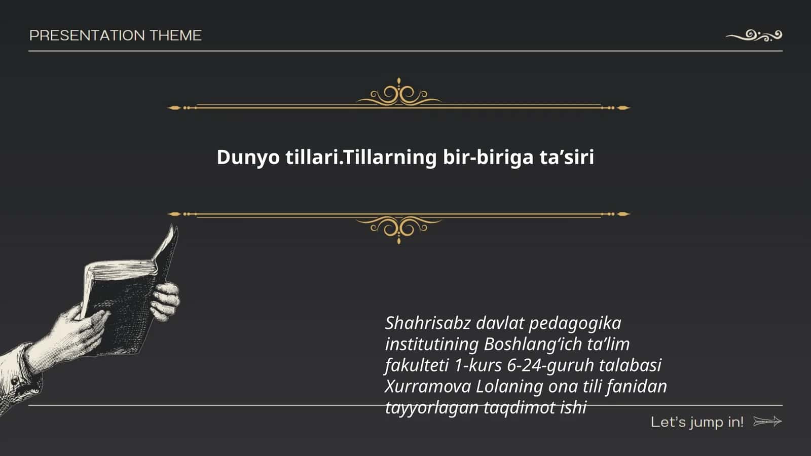 Xurramova Lolaning ona tili fanidan tayyorlagan taqdimot ishi 1
