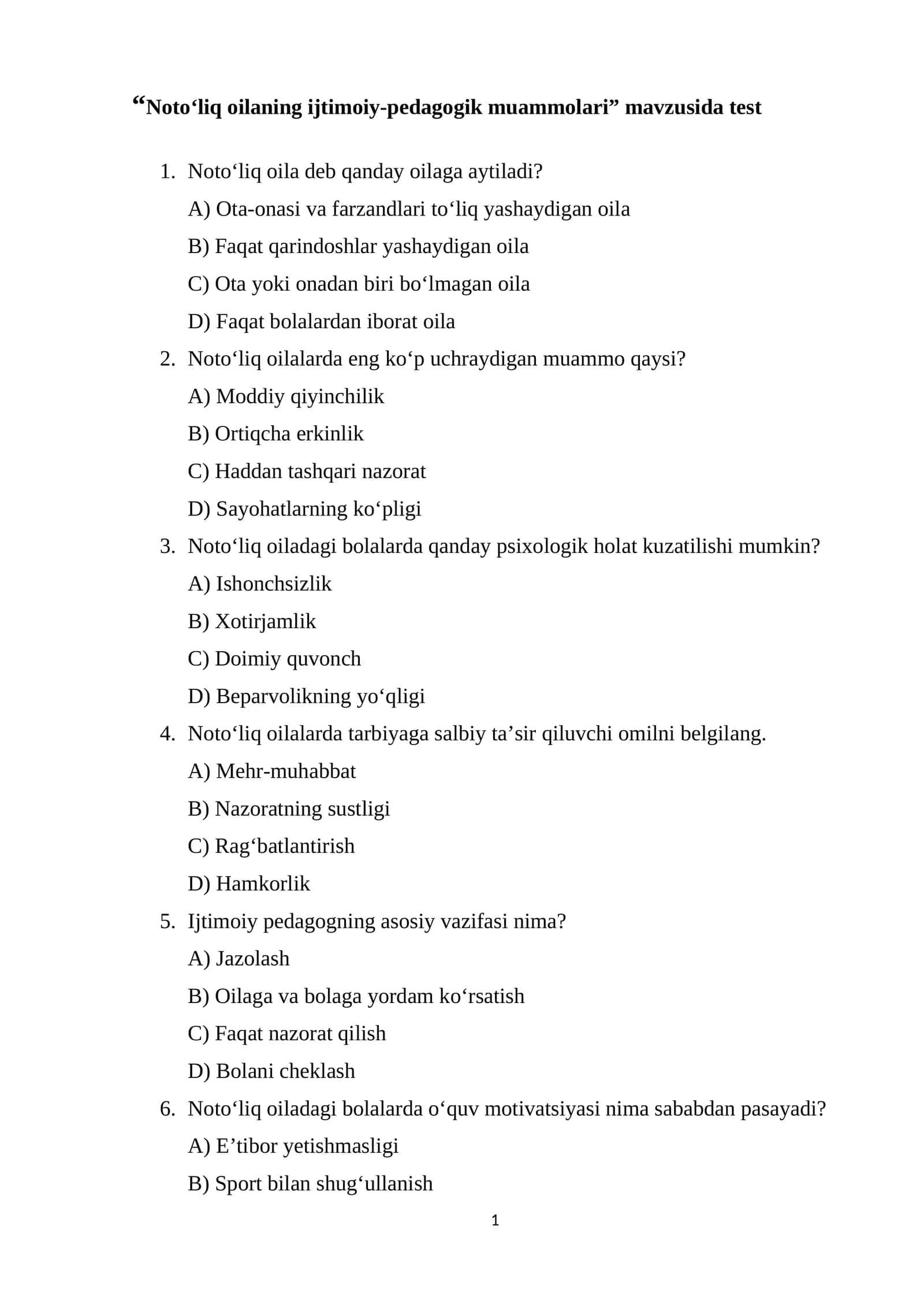 Noto‘liq oilaning ijtimoiy-pedagogik muammolari 1