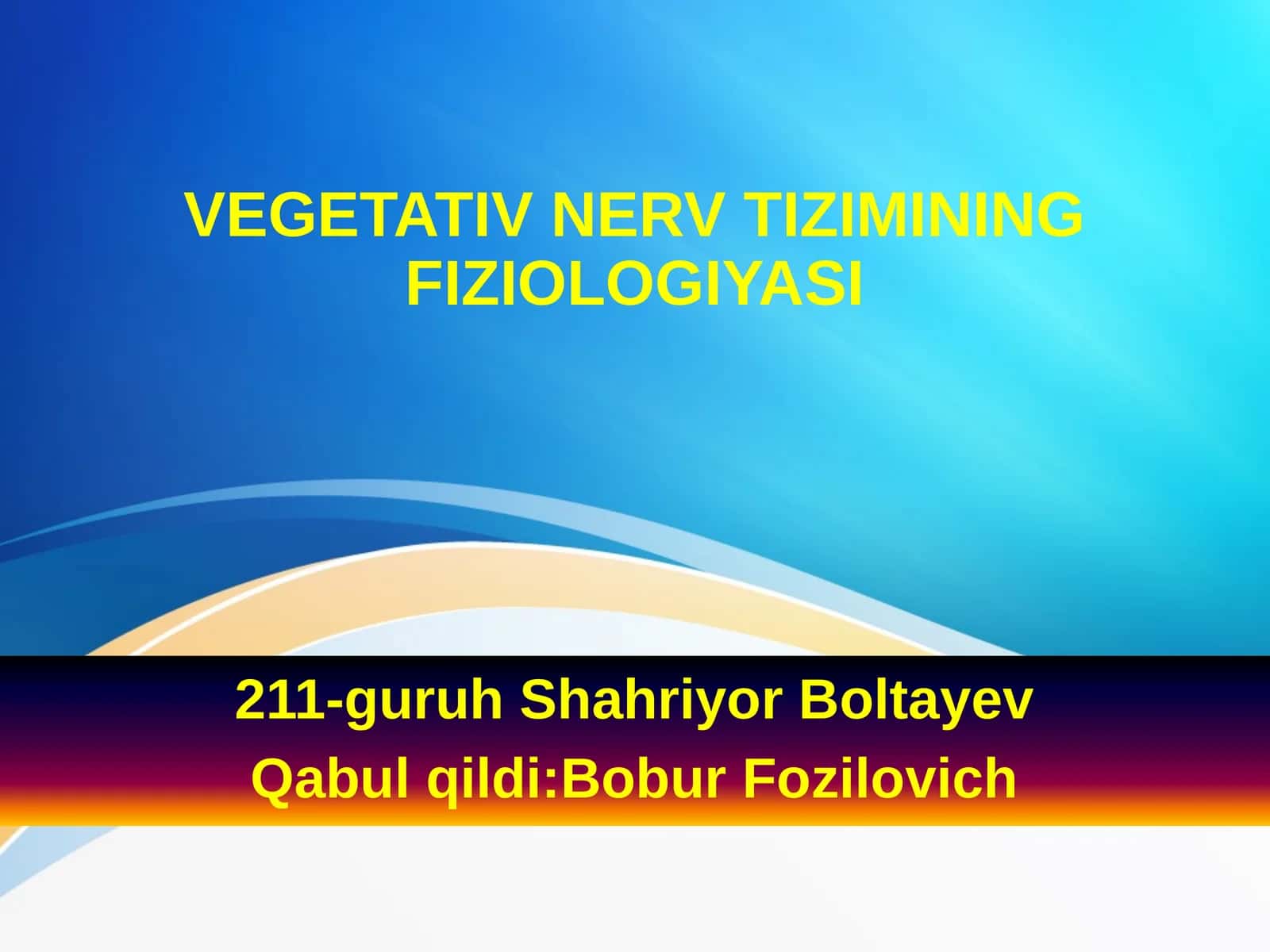 VEGETATIV NERV TIZIMINING KLASSIFIKASIYASI 1