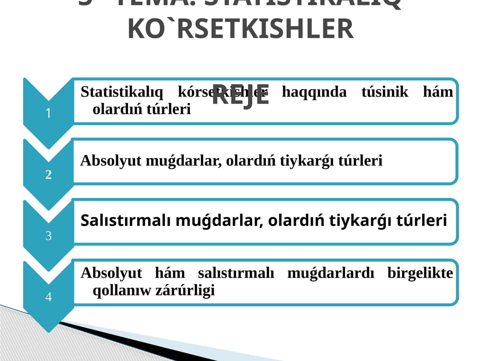 STATISTIKALIQ KO`RSETKISHLERREJE 1