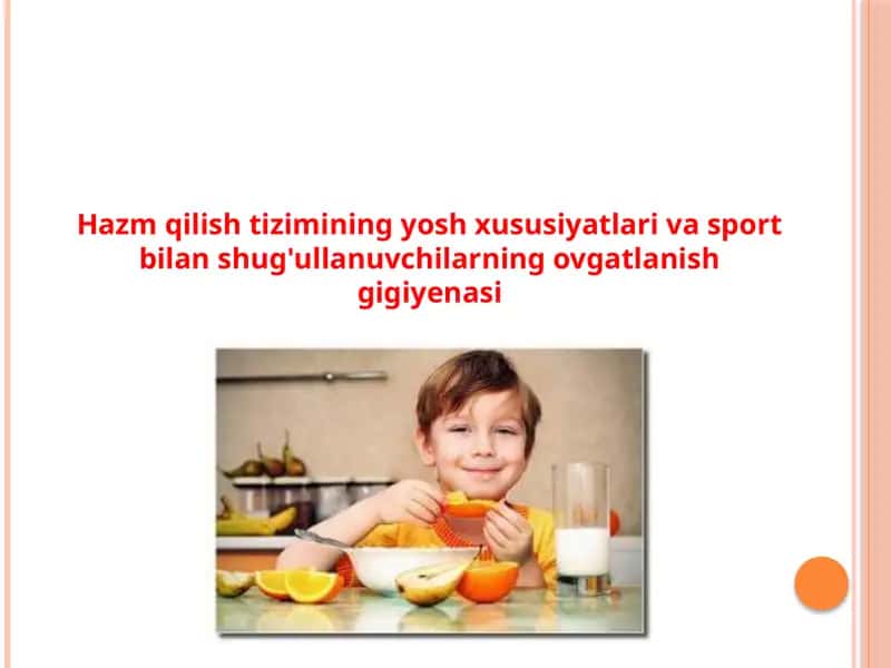 Hazm qilish tizimining yosh xususiyatlari va sport bilan shug'ullanuvchilarning ovgatlanish gigiyenasi 1
