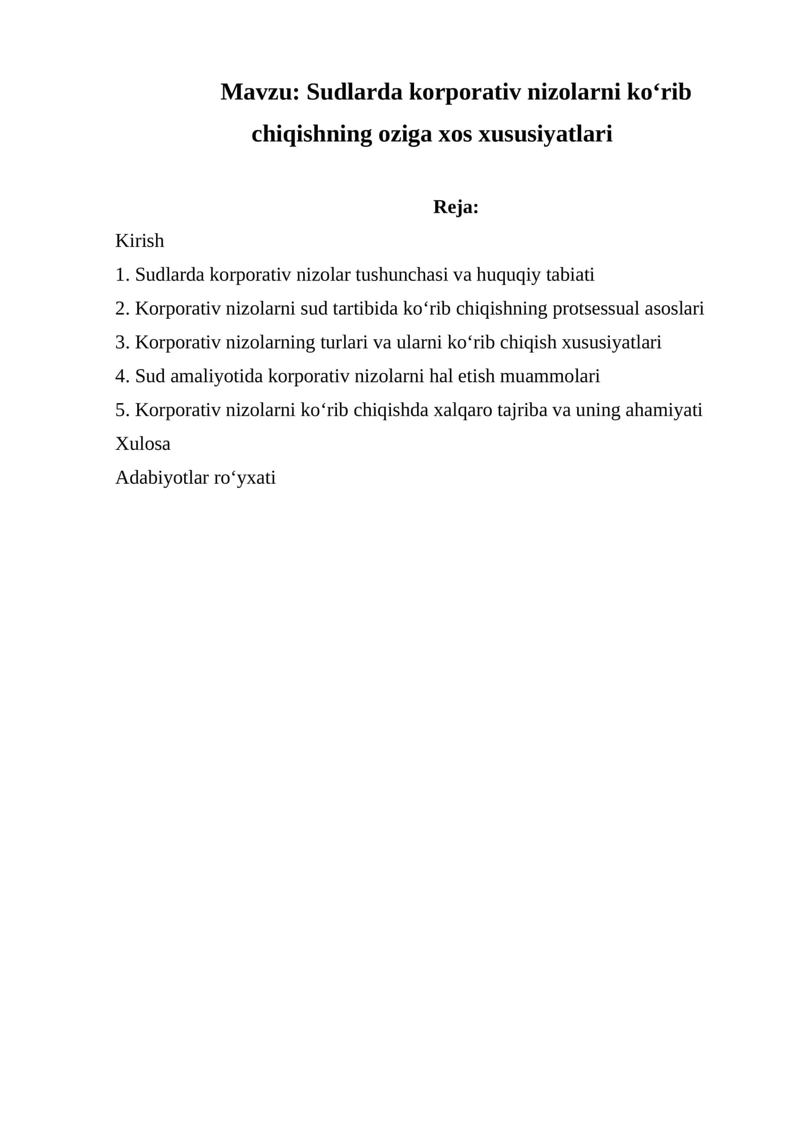 Sudlarda korporativ nizolarni ko‘rib chiqishning oziga xos xususiyatlari 1