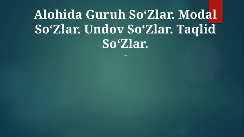 Alohida Guruh SoʻZlar 1