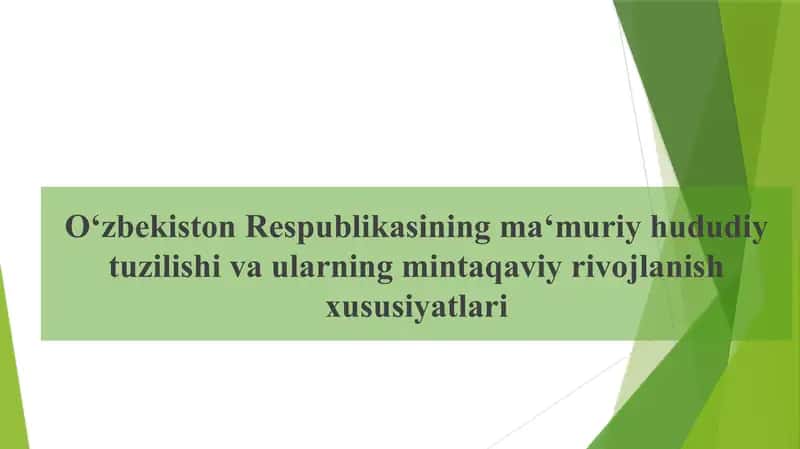 O‘zbekiston Respublikasining ma‘muriy hududiy tuzilishi va ularning mintaqaviy rivojlanishi 1