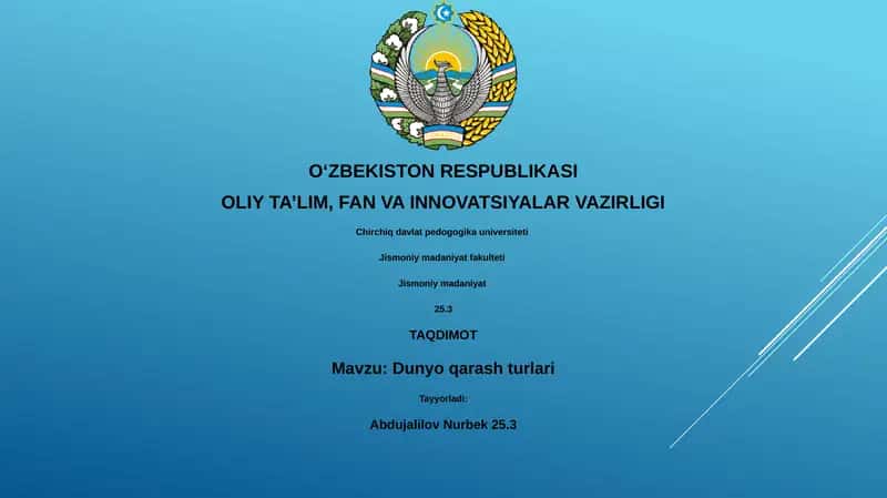 Dunyo qarash turlari 1