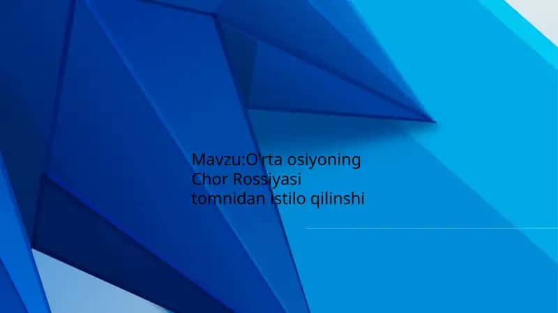 O'rtai o'siyoning Chor Rossiyasi tomonidan ishlab chiqarilgan mahsulotlar 1