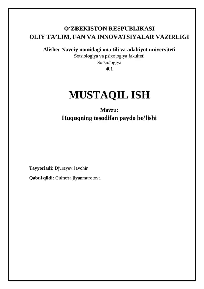 Huquqning tasodifiy paydo bo'lishi: asosiy omillar 1