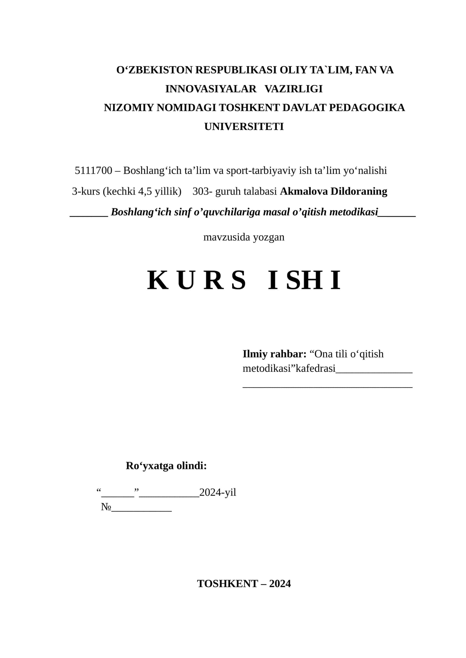 Boshlang‘ich sinf o’quvchilariga masal o’qitish metodikasi 1