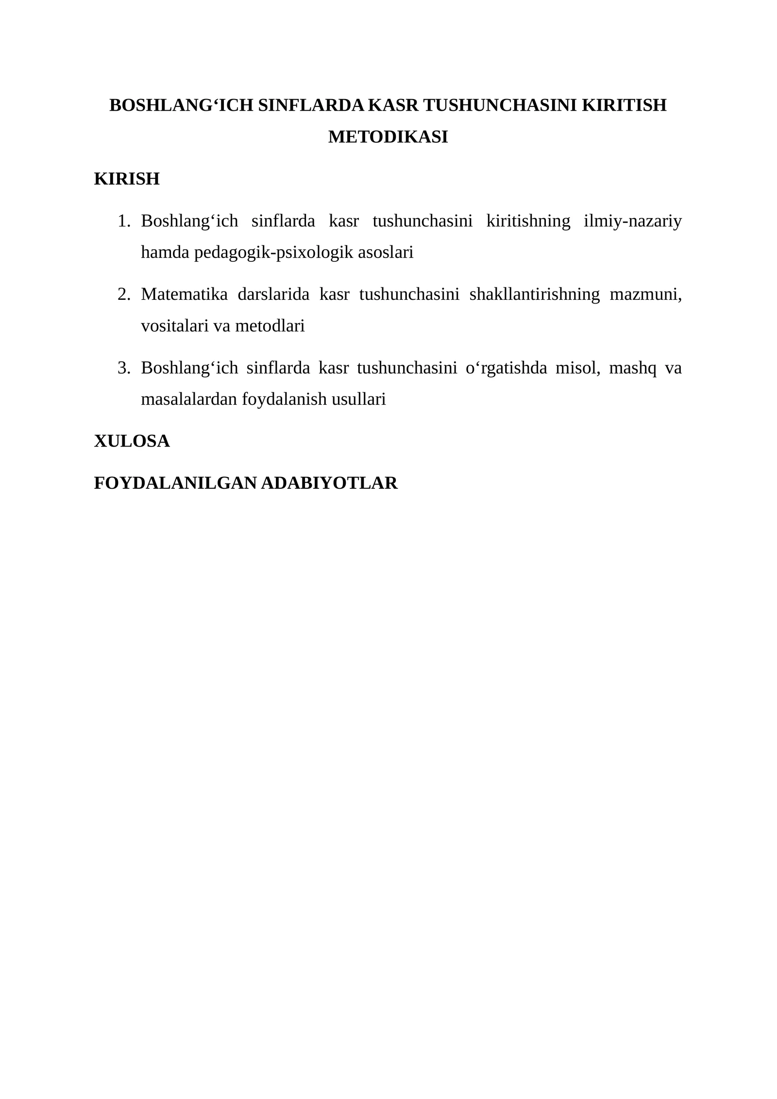 Boshlang‘ich sinflarda kasr tushunchasini kiritish metodikasi 1