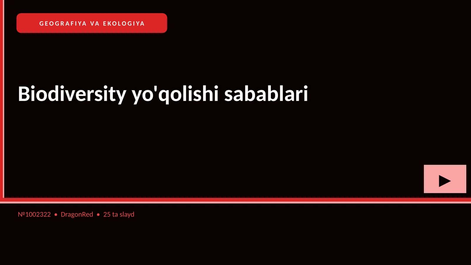 Biodiversity yo'qolishi sabablari 1
