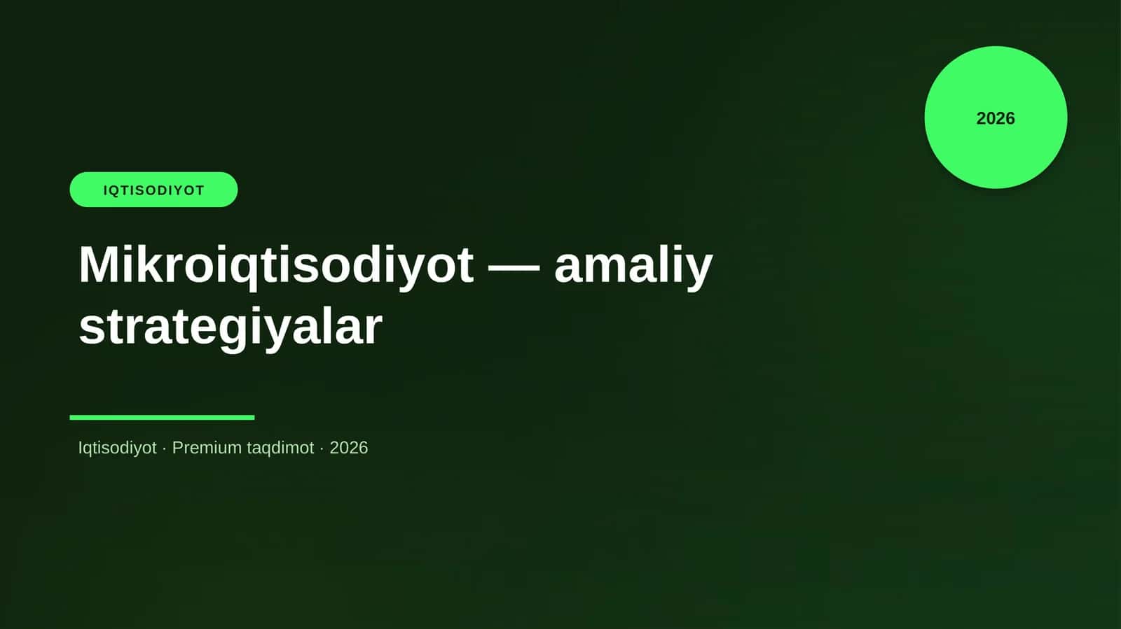 Mikroiqtisodiyot — amaliy strategiyalar 1