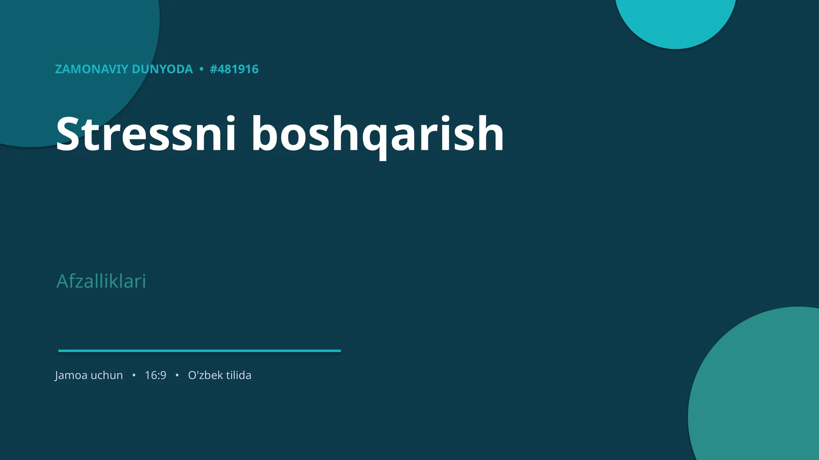 Stressni boshqarish 1