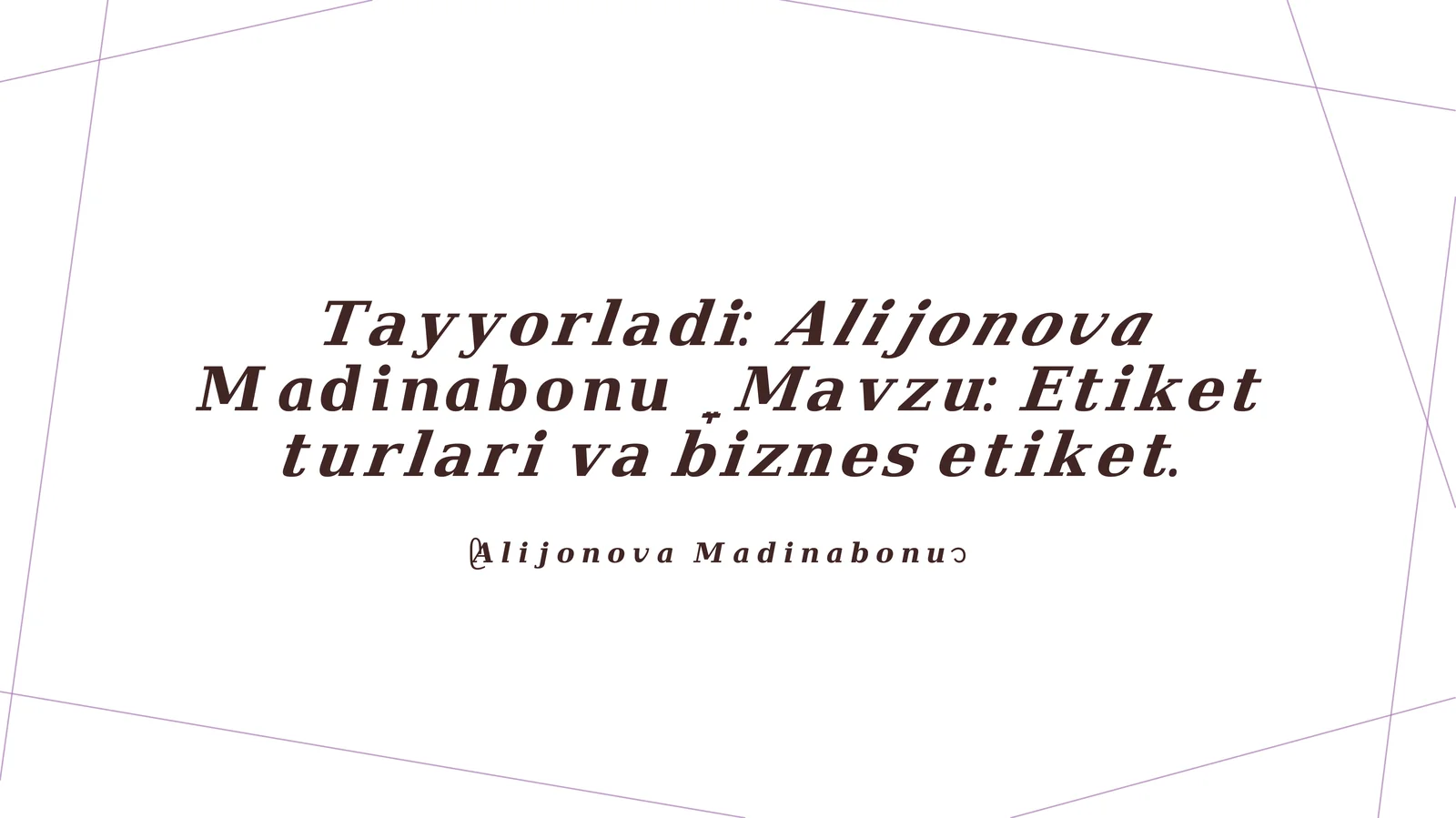 Etiket turlari va ulardagi xususiyatlar 1