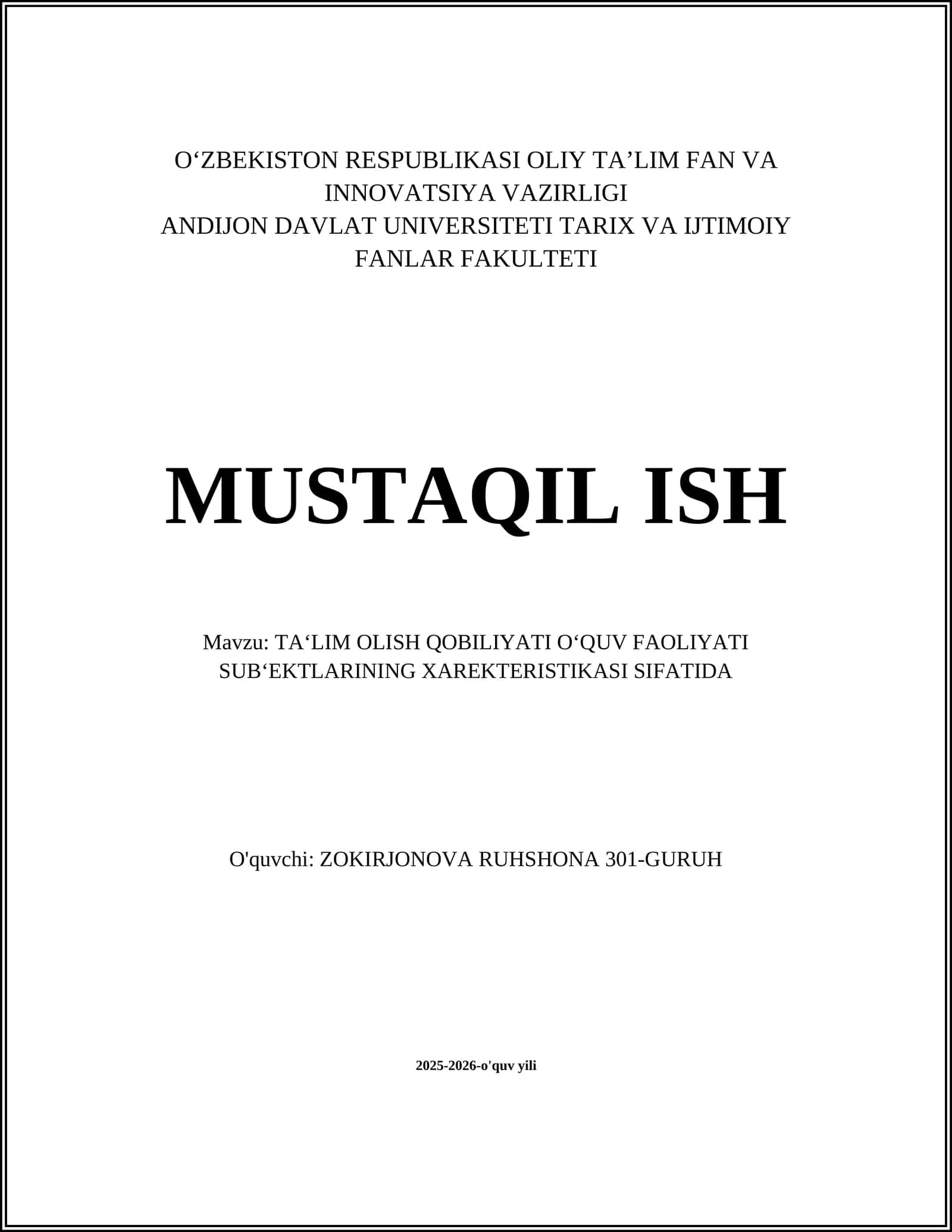 TA‘LIM OLISH QOBILIYATI O‘QUV FAOLIYATI SUB‘EKTLARINING XAREKTERISTIKASI SIFATIDA 1