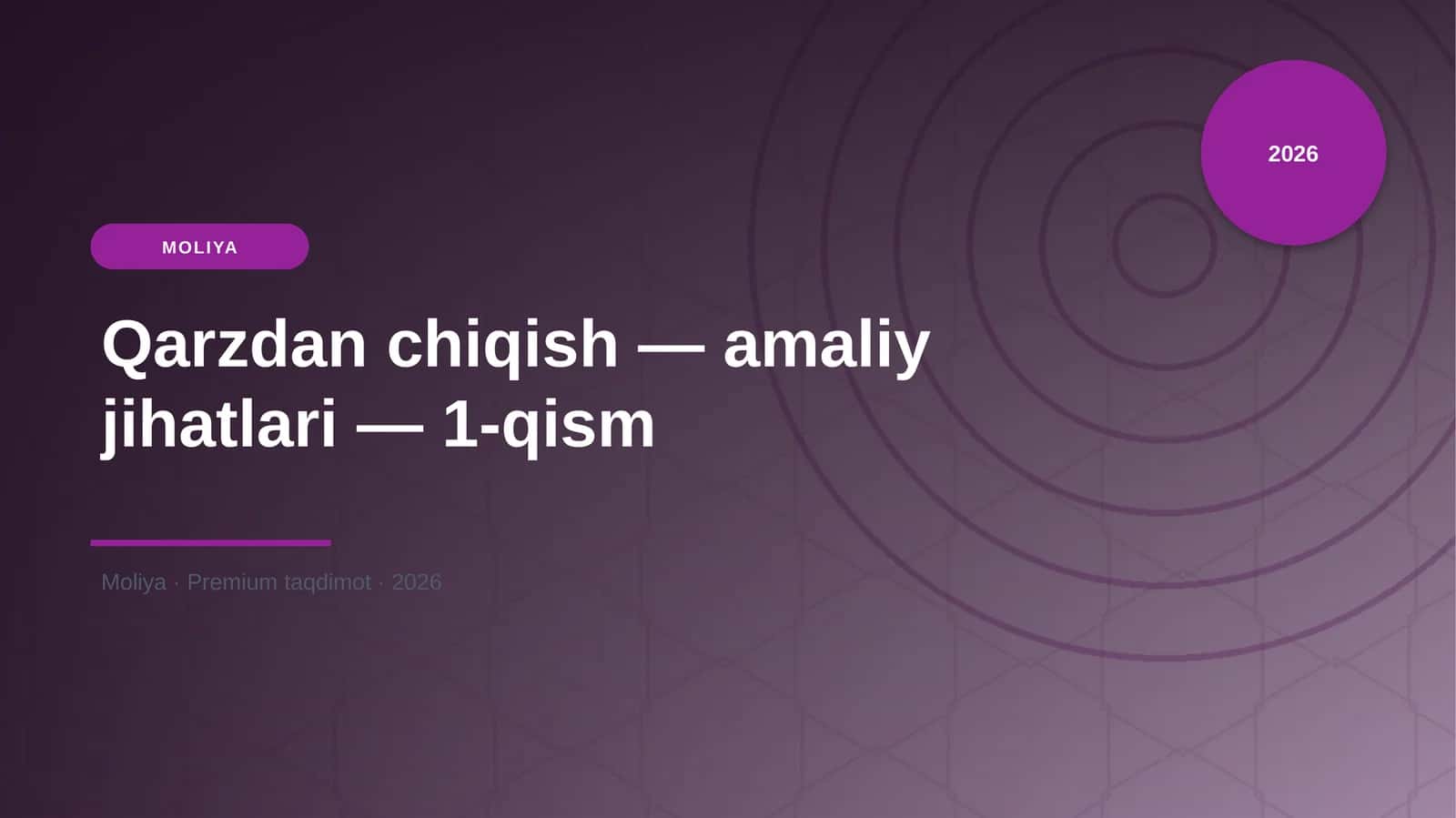 Qarzdan chiqish — amaliy jihatlari — 1-qism 1