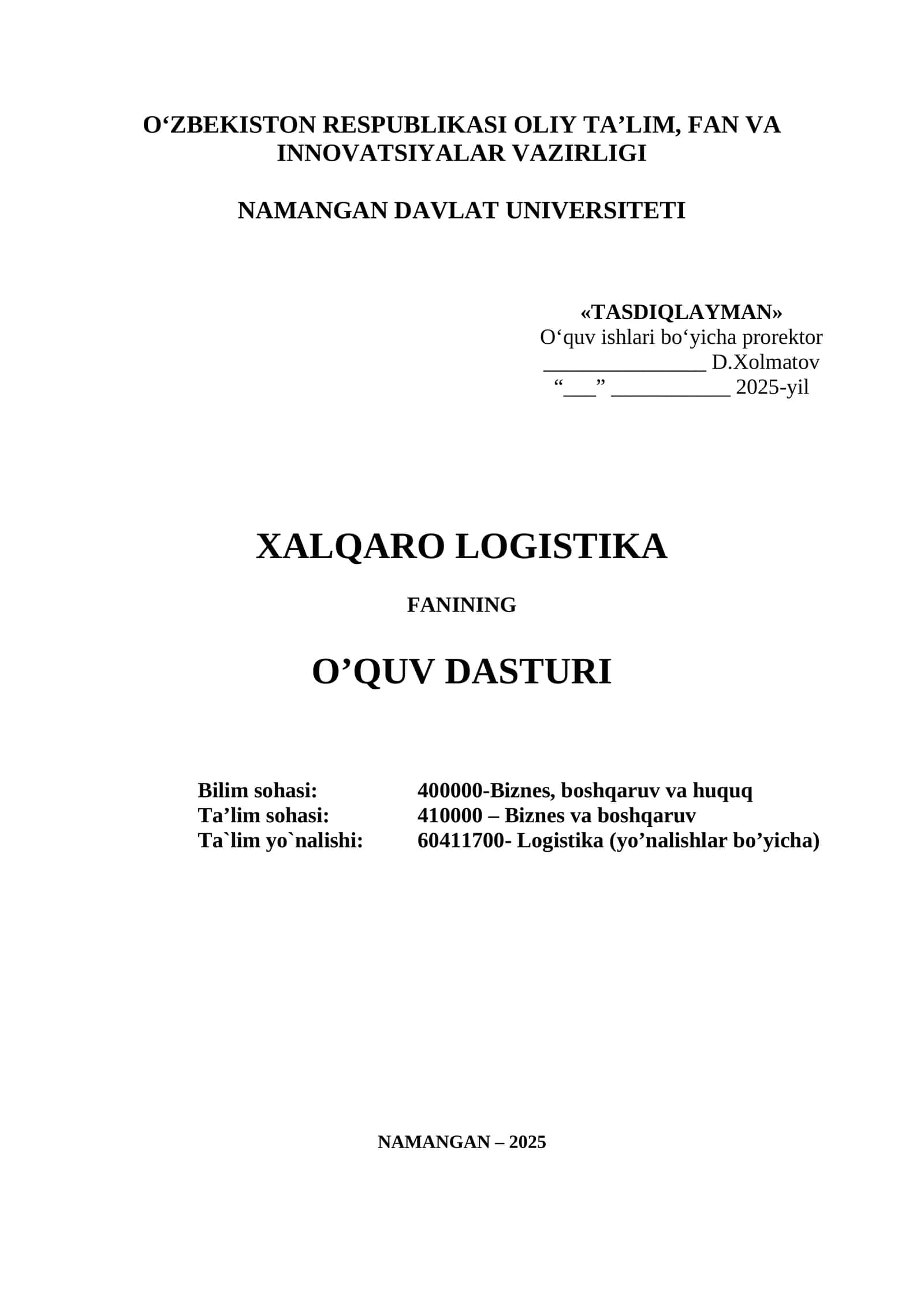 Xalqaro logistika 1