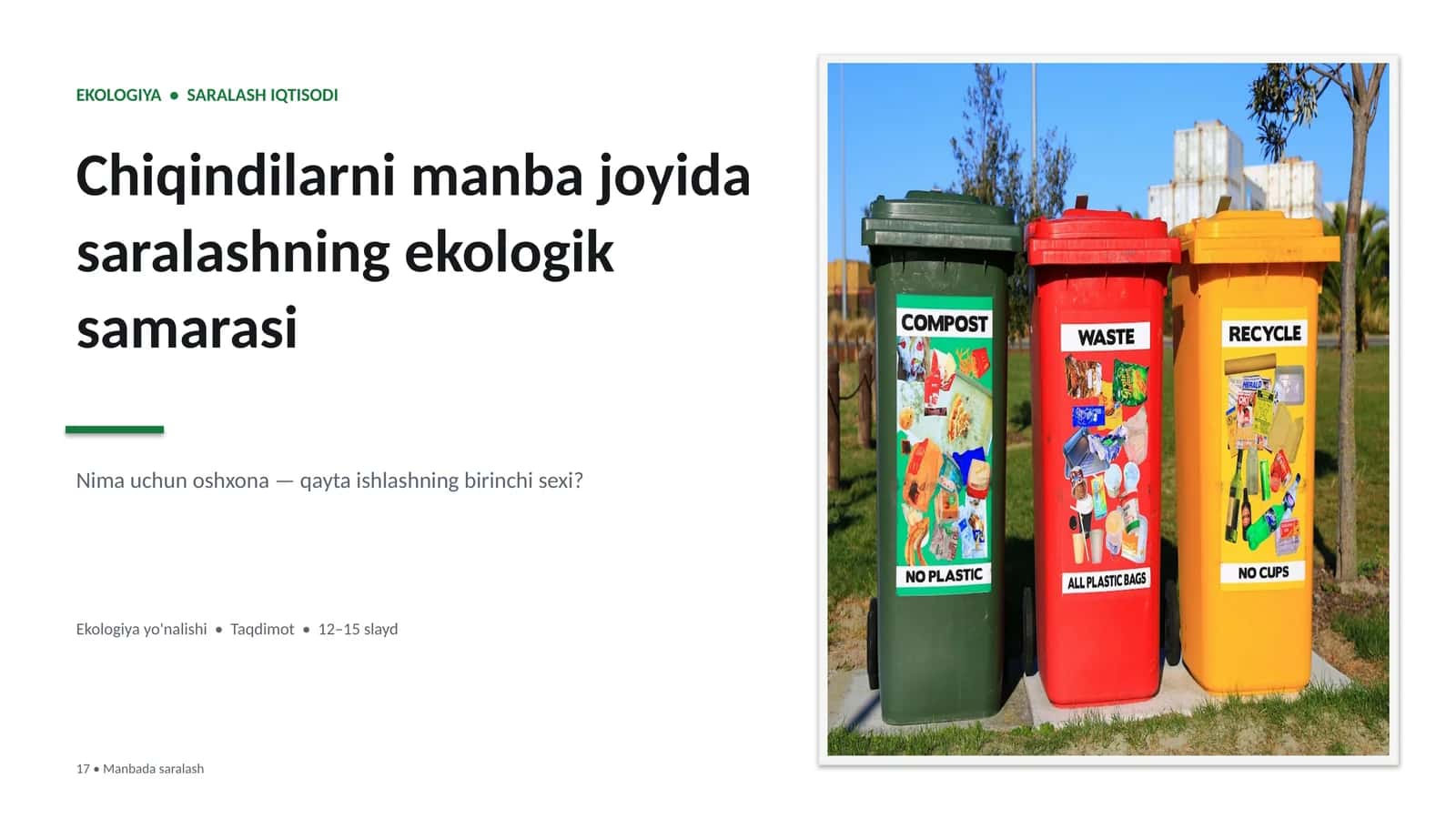 EKOLOGIYA • SARALASH IQTISODI 1