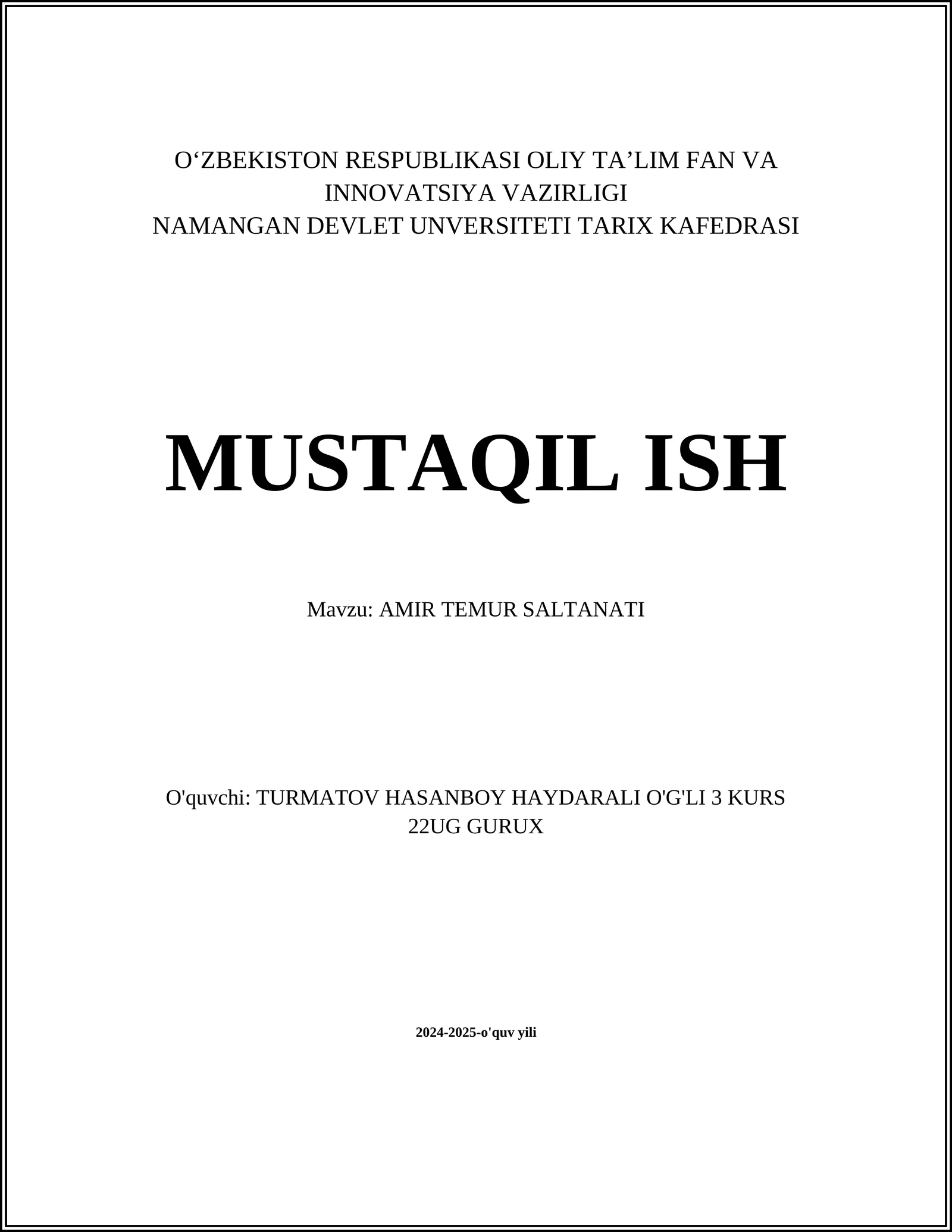 AMIR TEMUR SALTANATI 1