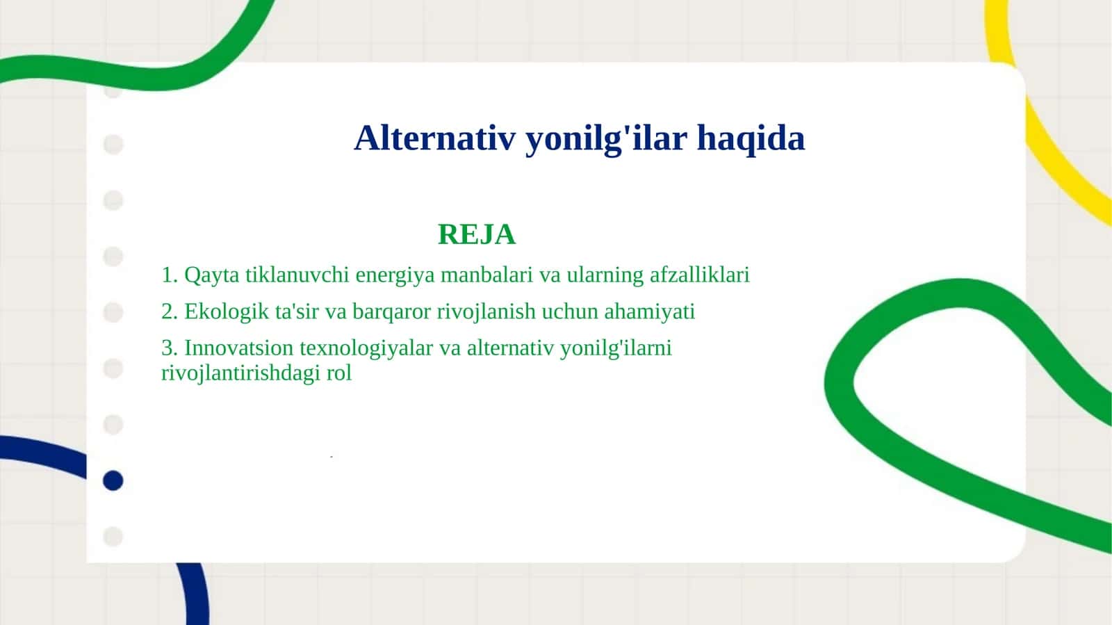 Alternativ yonilg'ilar haqida 1
