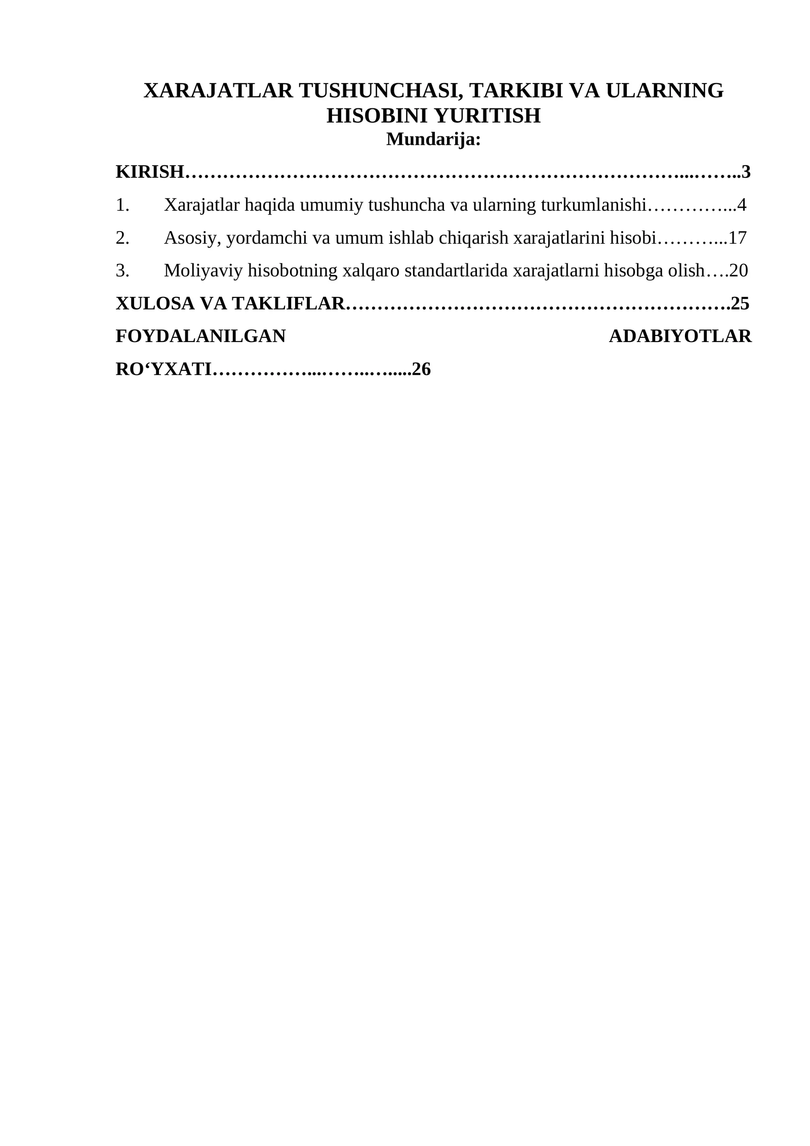 XARAJATLAR TUSHUNCHASI, TARKIBI VA ULARNING HISOBINI YURITISH 1