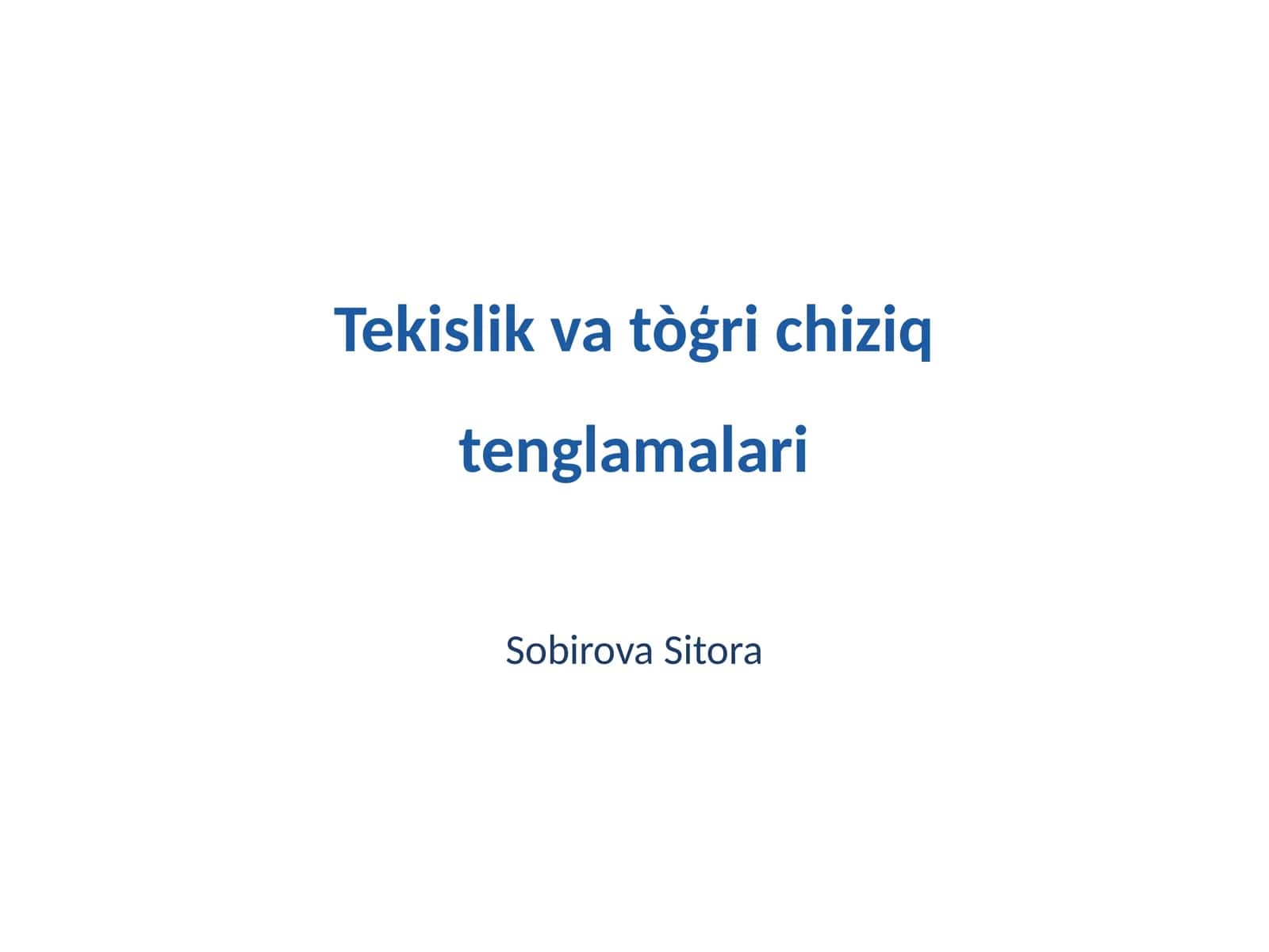 Tekislik va tòģri chiziq tenglamalari 1