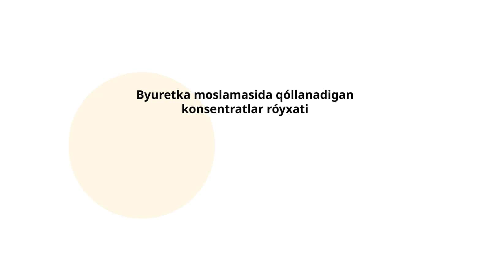 Byuretka moslamasida qóllanadigan konsentratlar róyxati 1