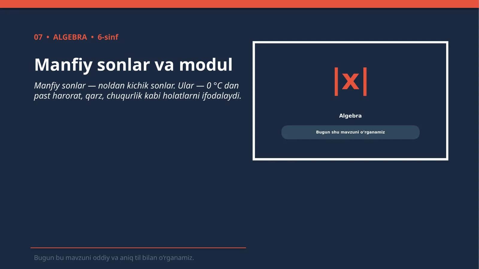 Manfiy sonlar va modul 1
