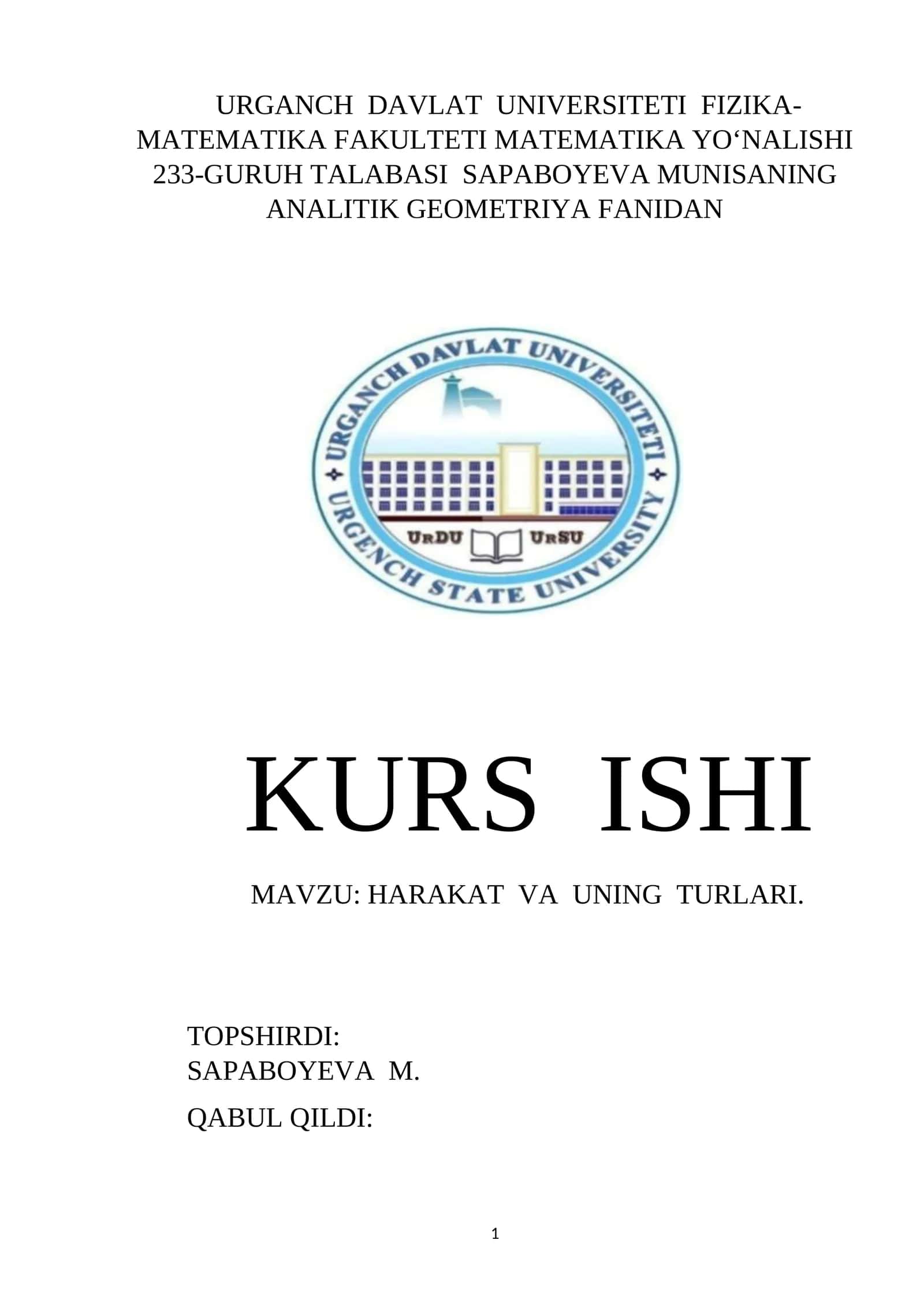 HARAKAT VA UNING TURLARI 1