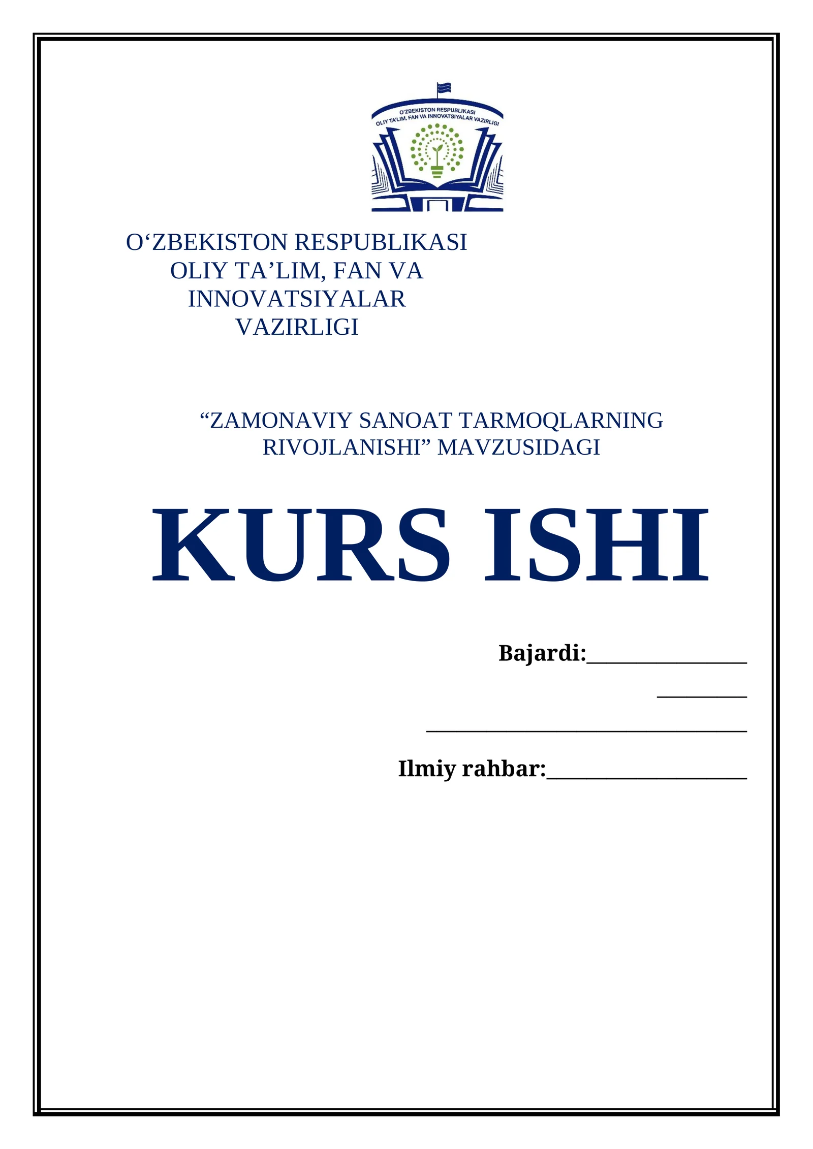 ZAMONAVIY SANOAT TARMOQLARNING RIVOJLANISHI 1
