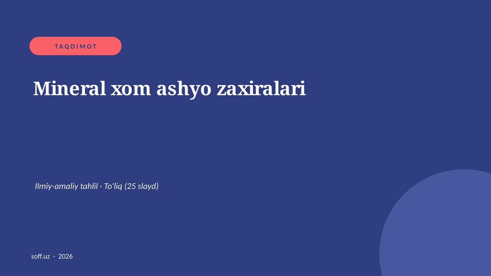 Mineral xom ashyo zaxiralari Ilmiy-amaliy tahlil 1