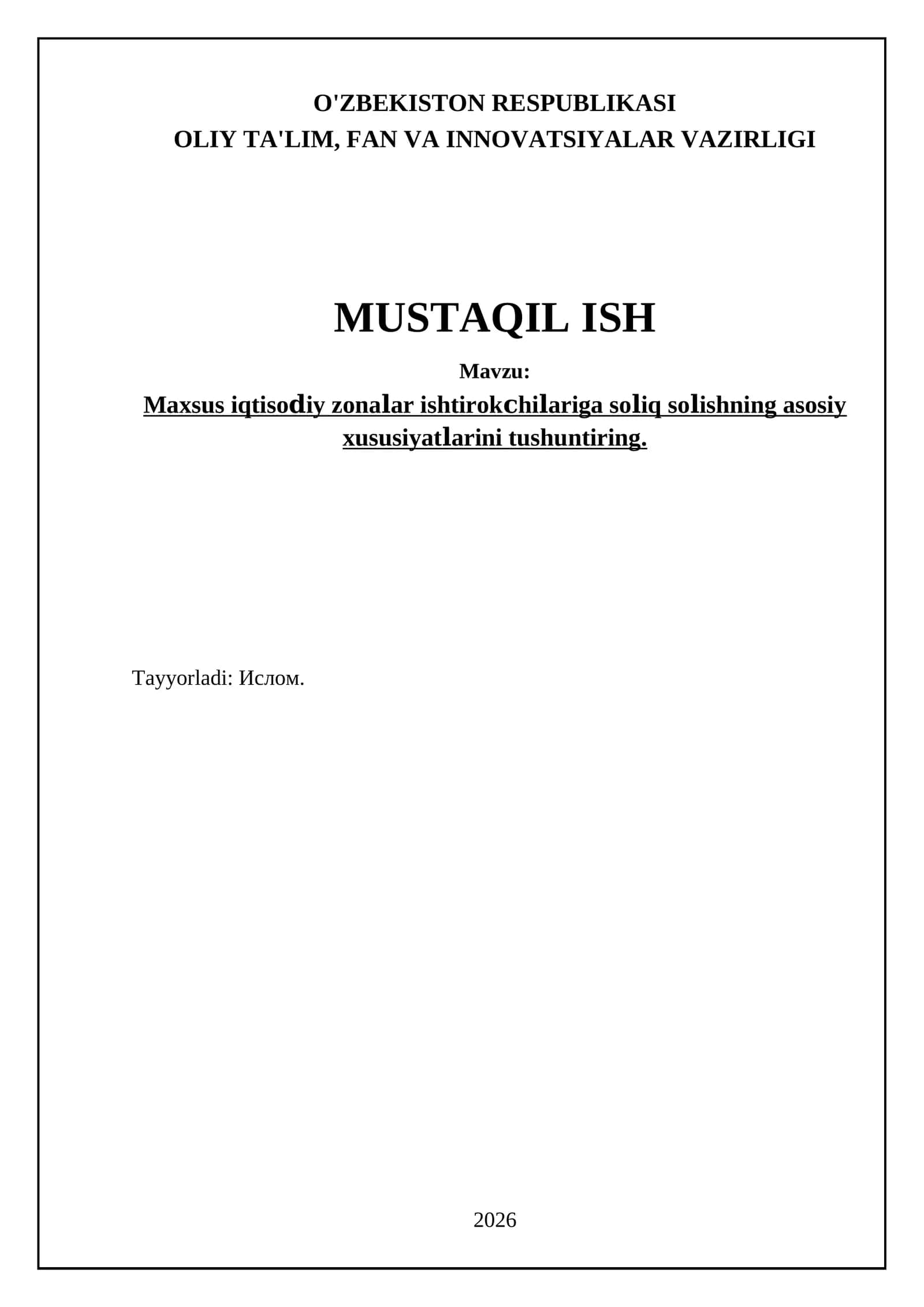 Maxsus iqtisodiy zonalar ishtirokchilariga soliq solishning asosiy xususiyatlarini tushuntiring 1